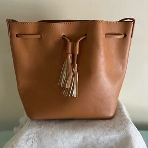 J Crew Tan faux leather Bucket Bag